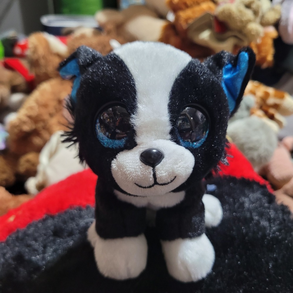 Zuru Poncho French Bulldog Frenchie Plush Black White Blue Glitter Eyes Stuffed
